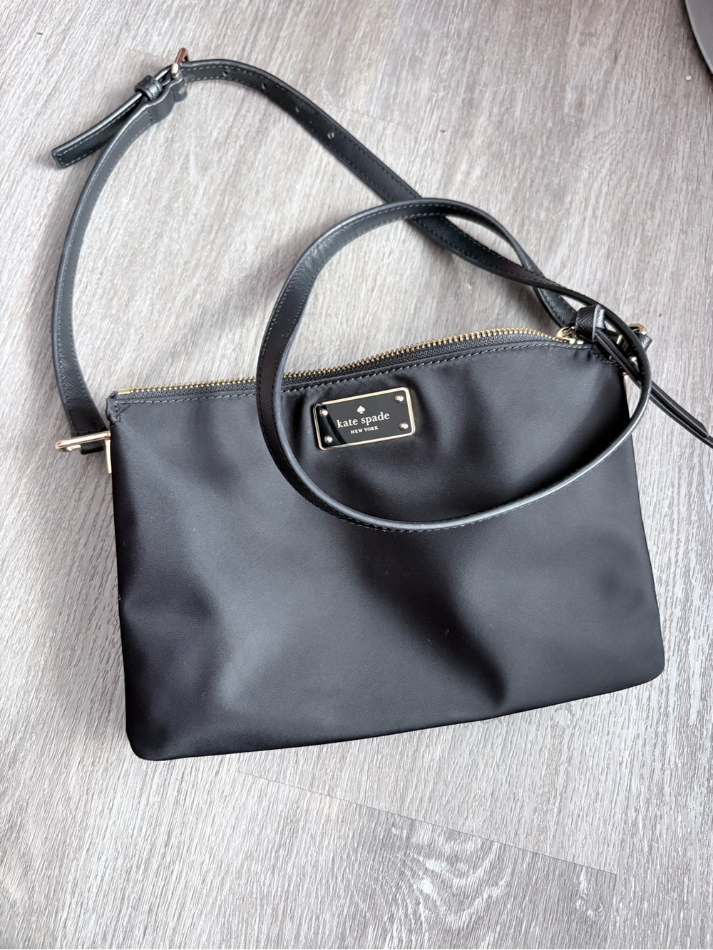 kate spade Black Nylon Crossbody with Gold Hardware
